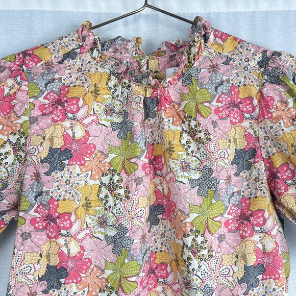 J. Crew Liberty Fabrics Top Women Small Puff Sleeve Mauvy Floral Spring Feminine - Picture 2 of 6